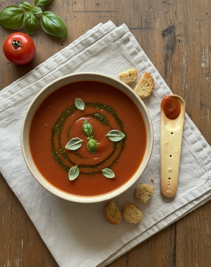 Cuillre comestible dans un gazpacho